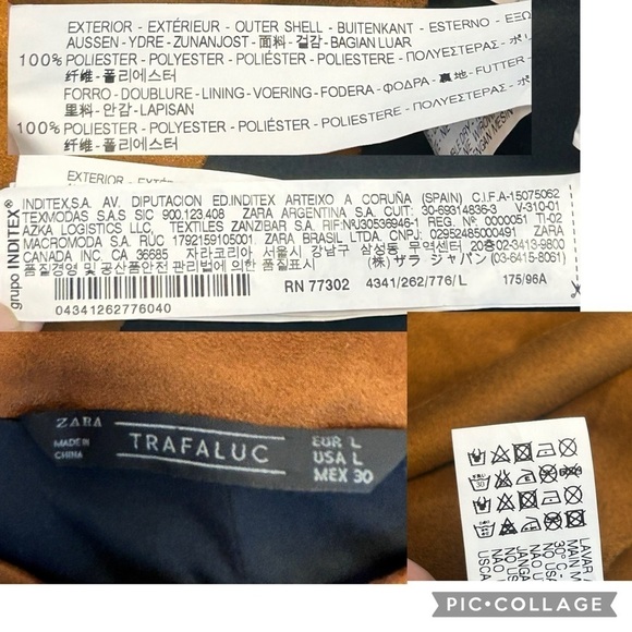 Zara Camel Brown faux suede short sleeve button front mini dress L - Picture 14 of 15